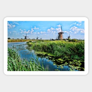 The Windmills of Kinderdijk village, Netherlands Sticker